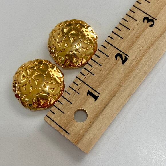 Vintage 50s MCM Gold Atomic Triangle Design Round Shoe Purse Accessory Clips - Picture 9 of 9